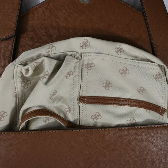 Guess Brown Faux Leather Shoulder Bag w/ Removable Wide Shoulder Strap EUC - Picture 11 of 15